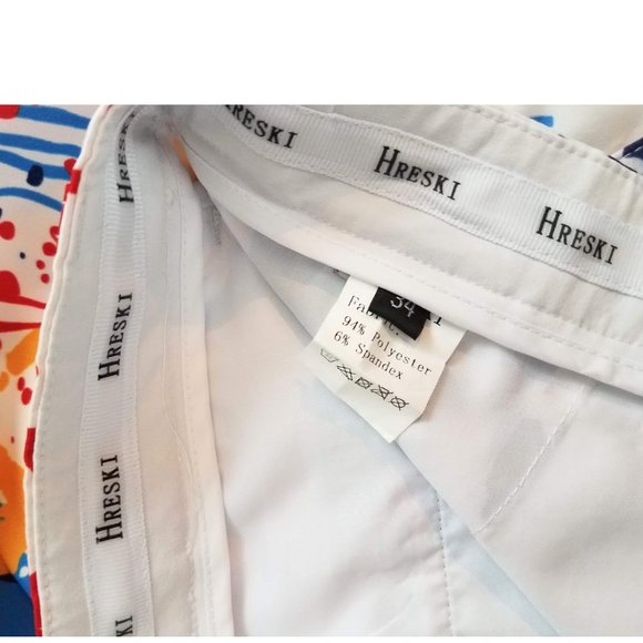 HRESKI Crazy Hands Design Multi-Colored Golf Shorts Men's 34 - Picture 5 of 5